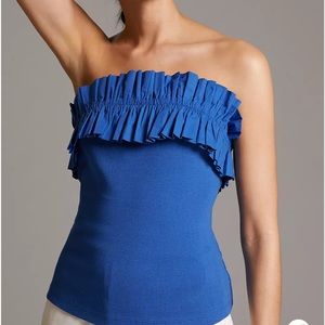 NWT Maeve poplin strapless top - blue - xl